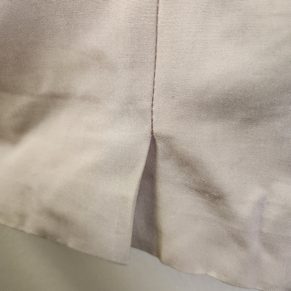 Vintage Louis Feraud Silk Skirt Women's Straight Pencil Off White Khaki Size 12 - Picture 10 of 12
